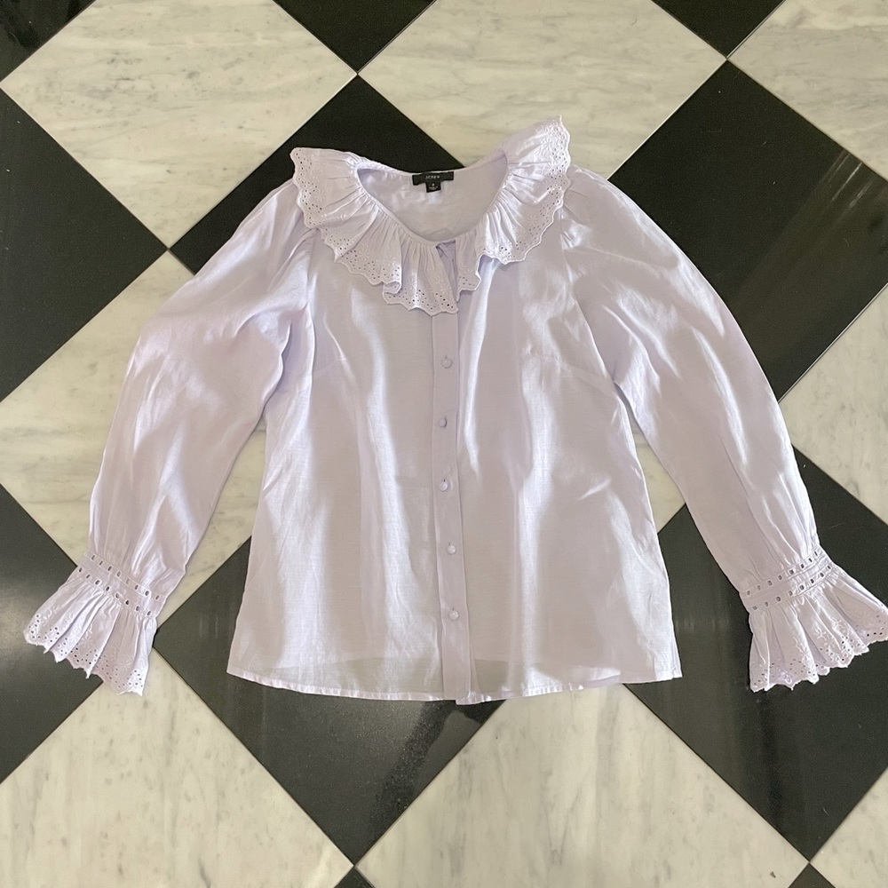 J.Crew Ruffled Collar Eyelet Top - Picture 2 of 4